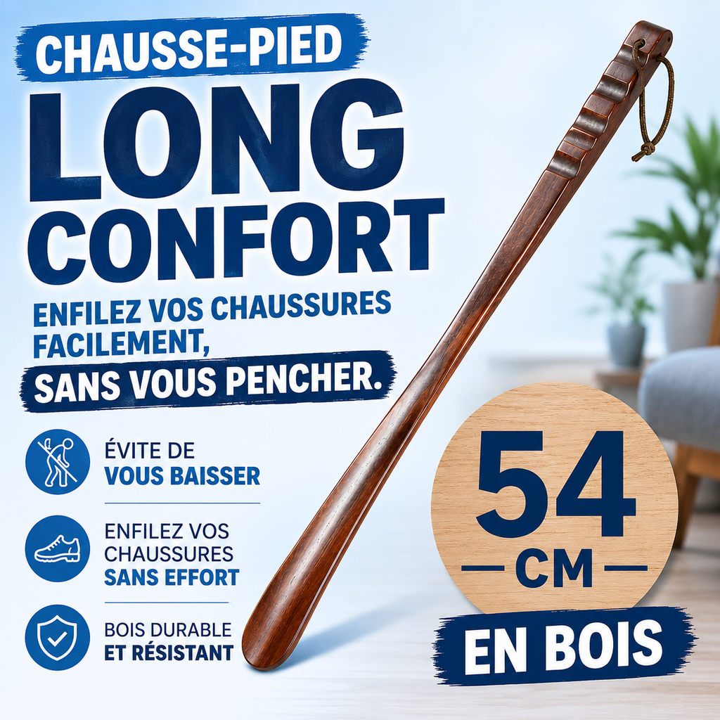 Chausse-pied long en bois 54 cm pour senior