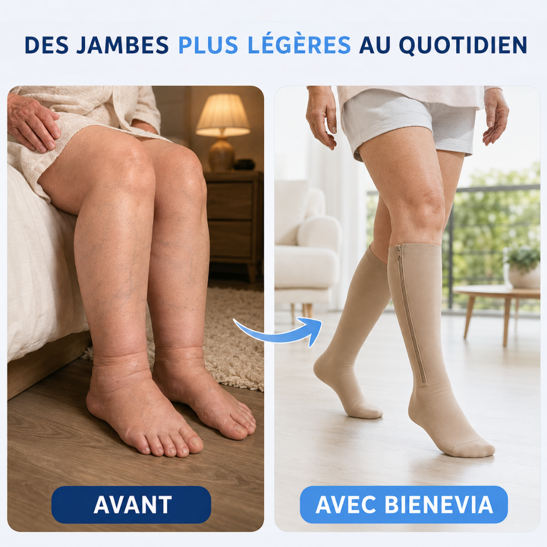 Bas de contention avec zip Bienevia - compression graduée contre varices