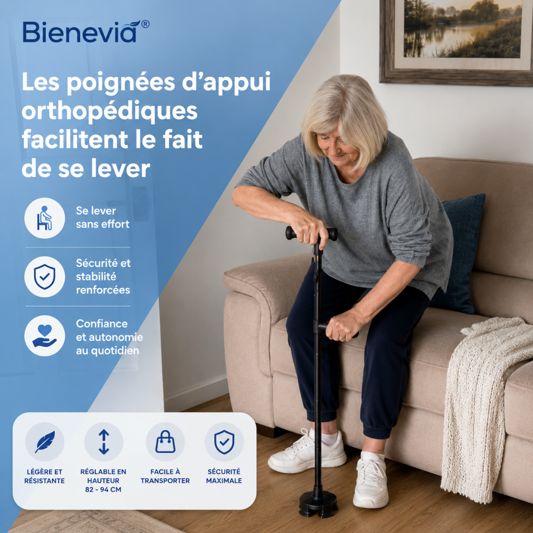 Canne quadripode stable pour autonomie senior